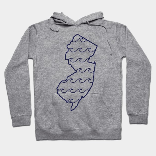 Jersey Waves Navy Hoodie by SteveDesigns